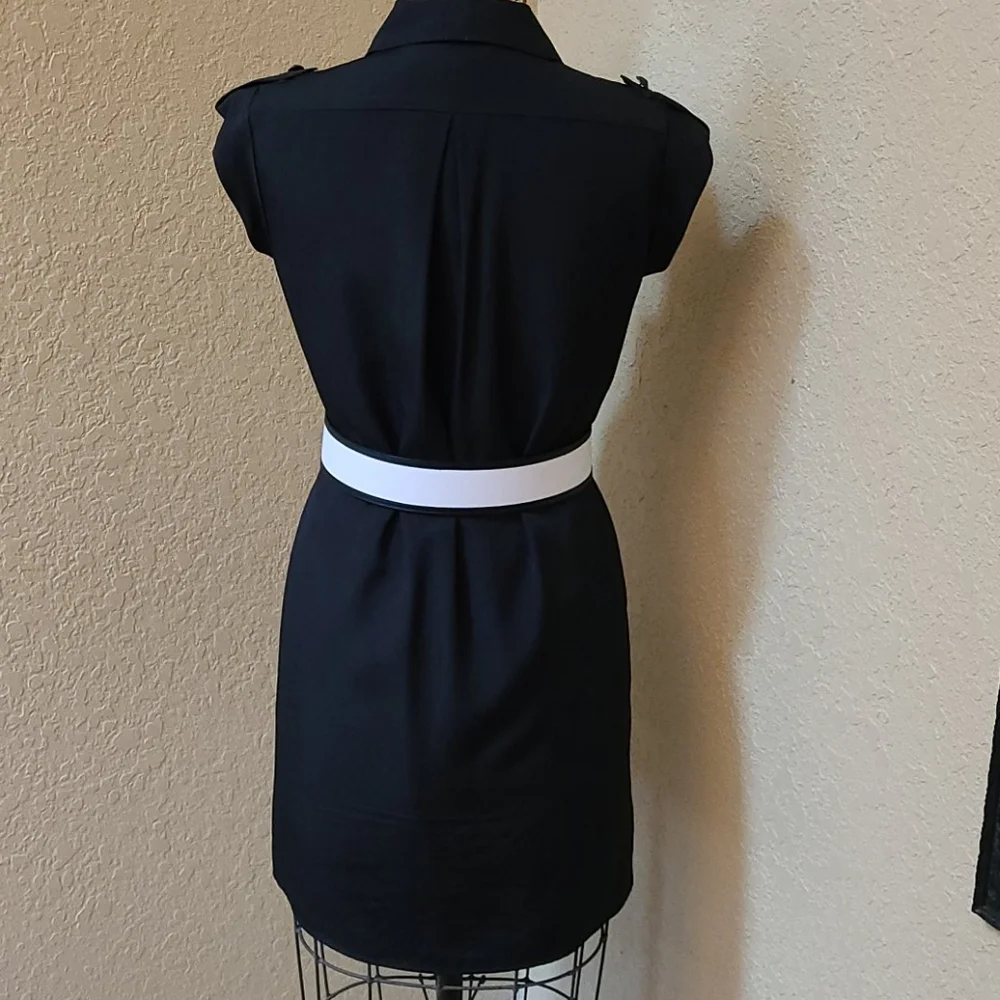 WOMENS BLACK/WHITE ELIE TAHARI LEATHER BELT SIZE S